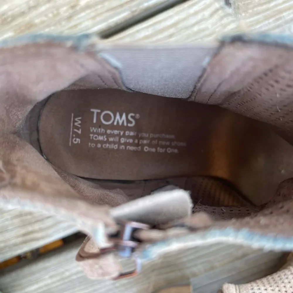 Toms suede open toe booties